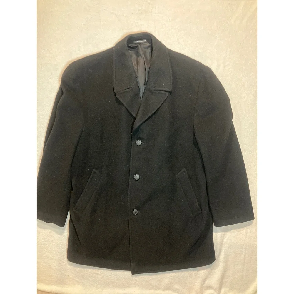 Ralph Lauren Men's Black‎ Wool Overcoat Size 42 Classic Business Style 3 Button